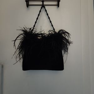 Small Black Feather Purse